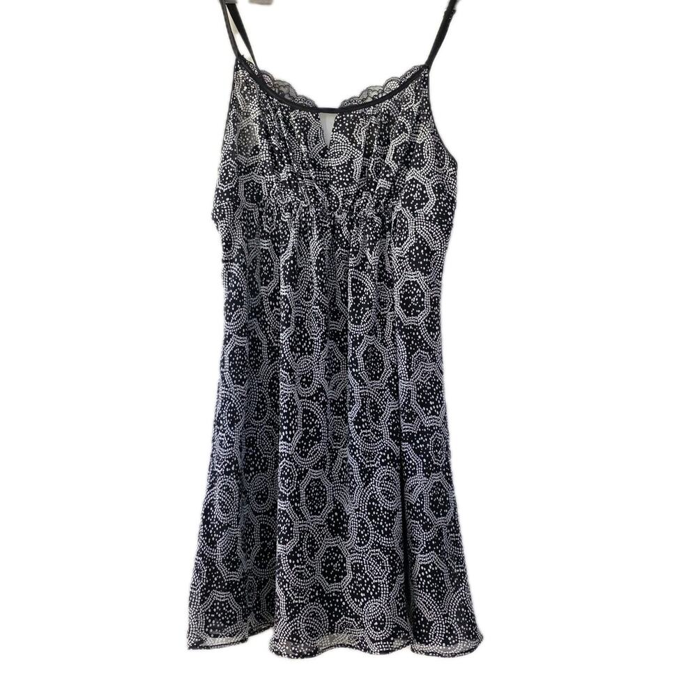 Vintage Oscar De La Renta Cami slip dress Mini‎ Size S Whimsy Goth Y2K black Wht